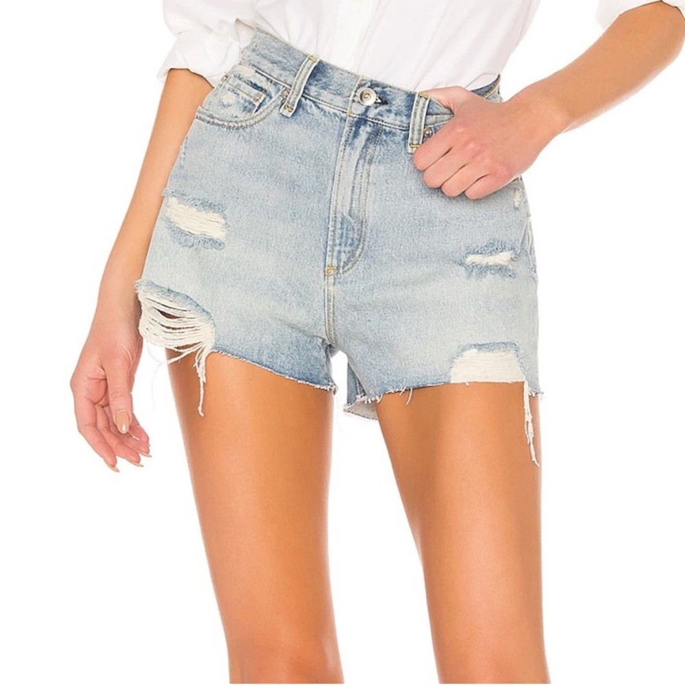 rag & bone Blue Jean Shorts Distressed High-Waisted NWT